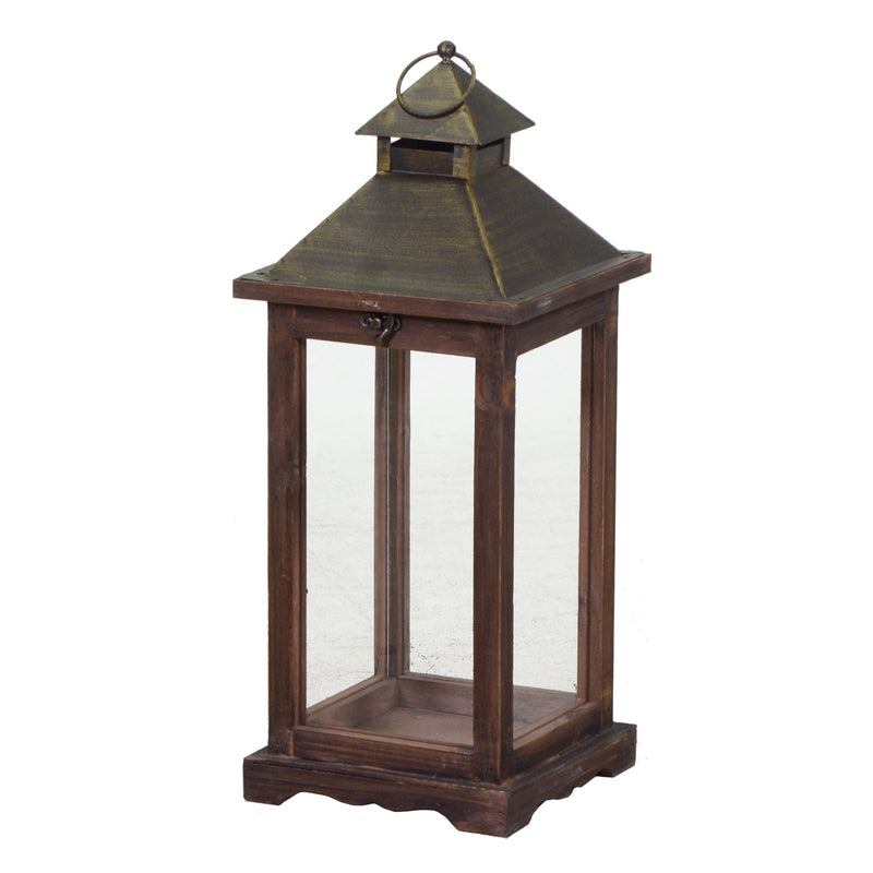 Lanterna in legno marrone scuro rettangolare cm 19x19xh42,5-1