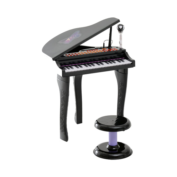 sconto Mini piano jouet pour enfants avec microphone et tabouret noir