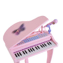 Mini Pianoforte Giocattolo per Bambini con Microfono e Sgabello Rosa -7