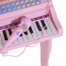 Mini Pianoforte Giocattolo per Bambini con Microfono e Sgabello Rosa -8