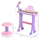 Pianola 32 Tasti con Sgabello e Microfono Karaoke Mp3 e Registratore Rosa-3