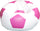 Pouf Pouf Ø100 cm en Simili Cuir Baselli Ballon de Football Blanc et Rose