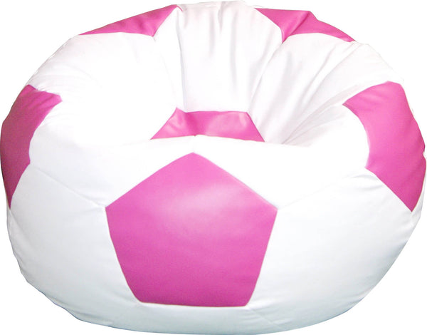 online Pouf Pouf Ø100 cm en Simili Cuir Baselli Ballon de Football Blanc et Rose