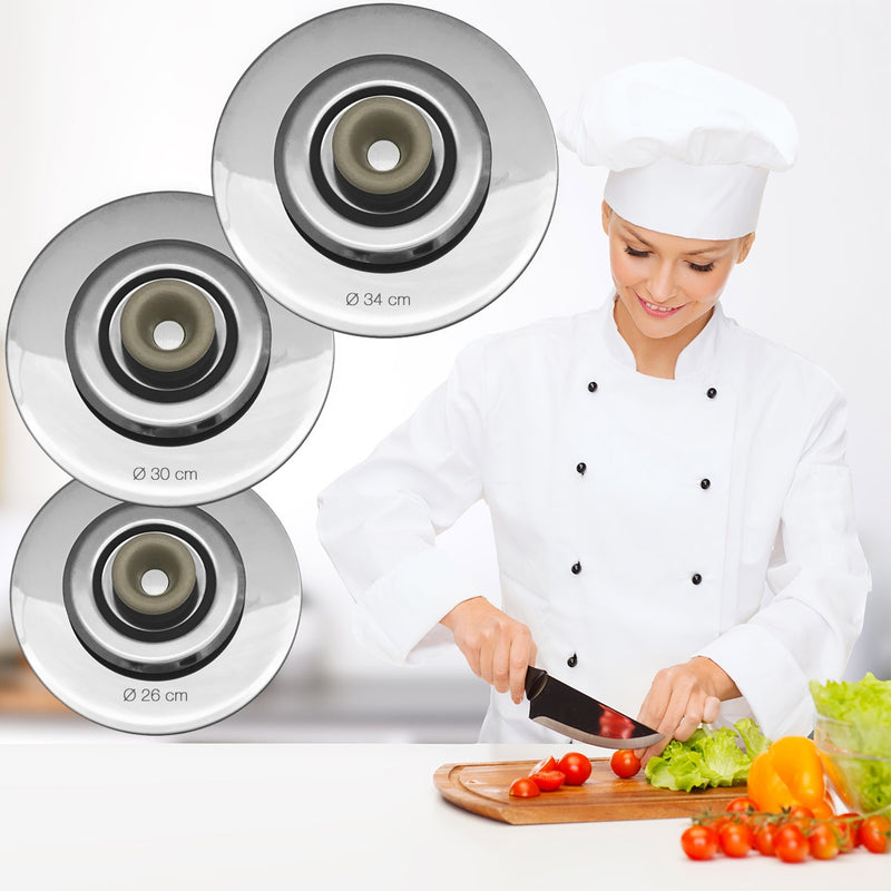 3 Coperchi Magici Antiodore Cooker Ventur Magic in Acciaio Inox 26, 30, 34 Cm Beige-1