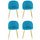 Lot de 4 Chaises 50x45x80 cm en Tissu Velours Pieds Or Bleu