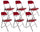 Lot de 6 Chaises Pliantes 45x45x45/80 cm en Acier et PVC Rembourré Rouge