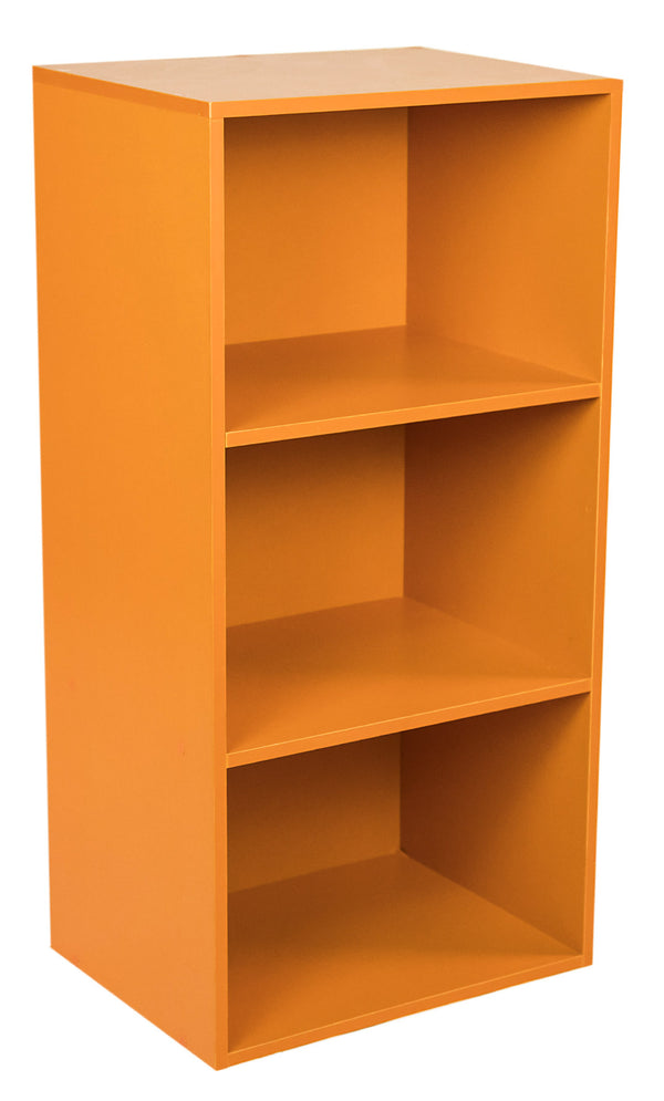 Bibliothèque modulable 3 étagères 40x29,5x80 cm en panneau d'aggloméré orange online