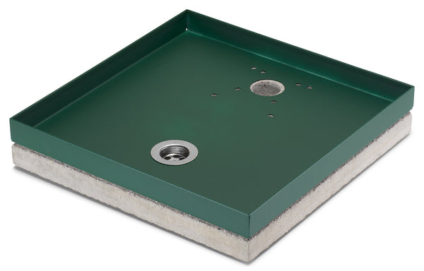 Base Portaciottolo per Fontane 40x40x8 cm in Metallo con Base in Cemento Belfer 42/BSE/10 Verde-1