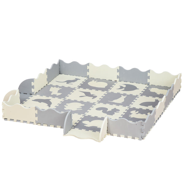 sconto Tapis Puzzle pour Enfants 150x150x1,4 cm en EVA Gris Blanc