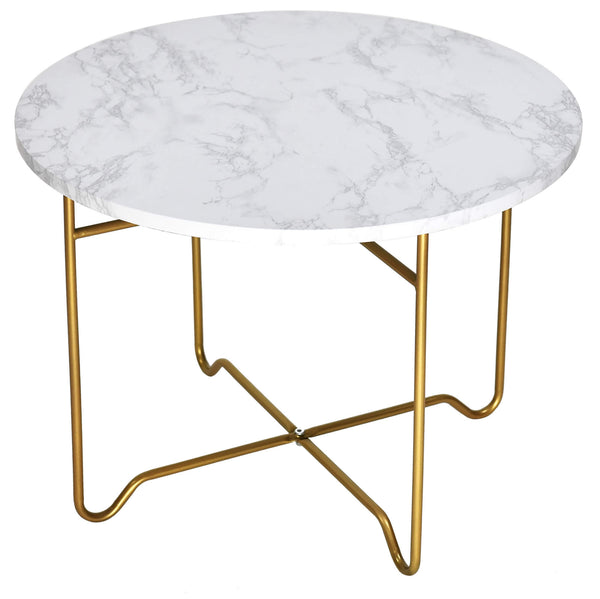 Table Basse Ø55x40 cm Effet Marbre Motti Emma Or et Blanc prezzo