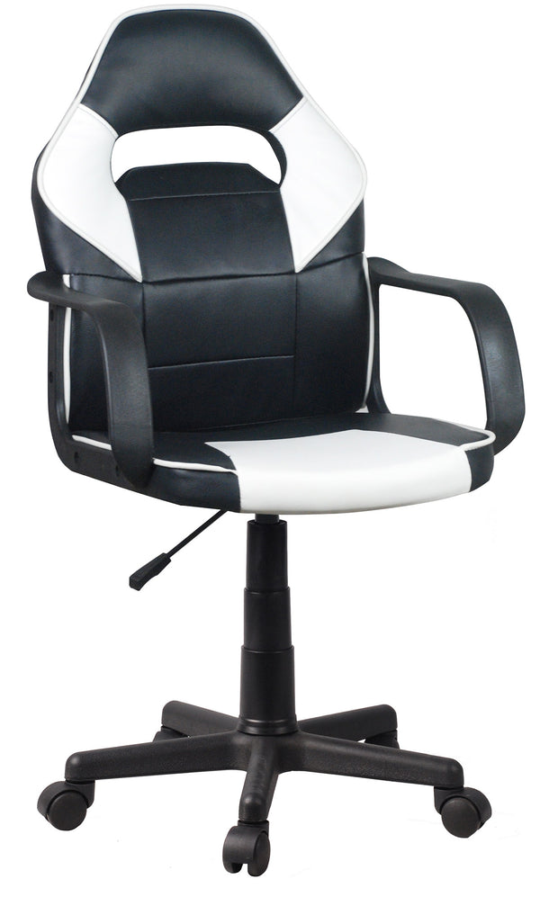 Chaise de Bureau Opérationnelle 59x55x106 cm en PVC Noir et Blanc sconto
