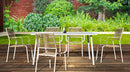 Tavolo da Giardino 150x90x72 cm in Acciaio e Vetro Temperato Bianco-3