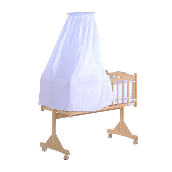 Berceau à bascule pour bébé en bois naturel avec moustiquaire et literie acquista