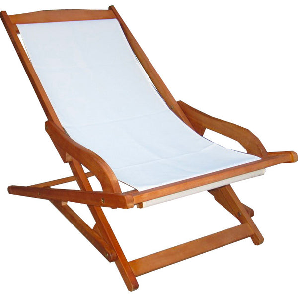 Chaise longue pliante en bois et tissu Bauer Emy Ecru prezzo