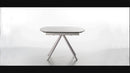 Table Extensible 120/180x90x76 cm en Métal avec Plateau en Céramique sur Verre Marbre Blanc