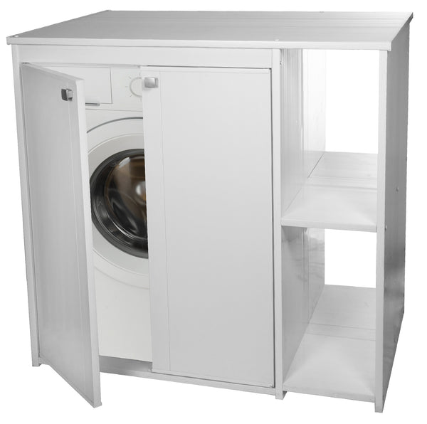 online Housse de lave-linge extérieure en PVC 95x60x94 cm 2 portes avec étagères latérales Blanchisserie