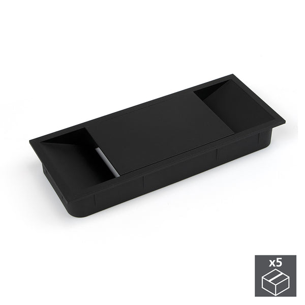 Passe-câbles de table rectangulaire encastrable 152 x 61 mm plastique noir 5 pièces Emuca acquista