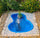 Bassin de jardin artificiel 136x100x34 cm en polyéthylène 220 litres bleu
