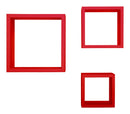 Set 3 Mensole da Parete Cubo in Fibra di Legno Rubic Rosso-4