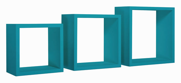 Set 3 Mensole da Parete Cubo in Fibra di Legno Incubo Blu Atollo acquista