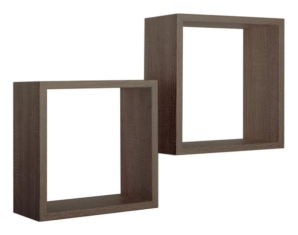 prezzo Ensemble de 2 étagères cubiques murales carrées en panneaux de fibres de bois Q-Bis noyer