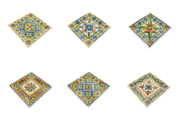 online Ensemble de 6 assiettes carrées en porcelaine 30x30 cm VdE Tivoli 1996 Costiera