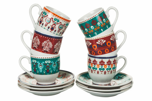 Set de 6 Tasses à Café avec Soucoupe en Porcelaine VdE Tivoli 1996 Shiraz acquista