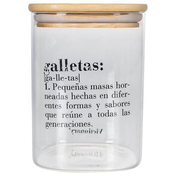 Pot à Biscuits avec écriture "Galletas" 1 Litre en Verre VdE Tivoli 1996 Espagnol prezzo