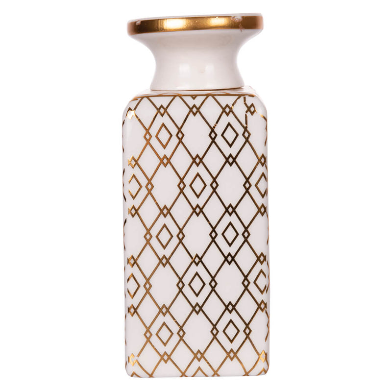 Bottiglia per Profumatore Ambiente 9x5,5x13,2 cm 300 ml in Ceramica Villa d’Este Home Tivoli Charleston Bianco/Oro-3