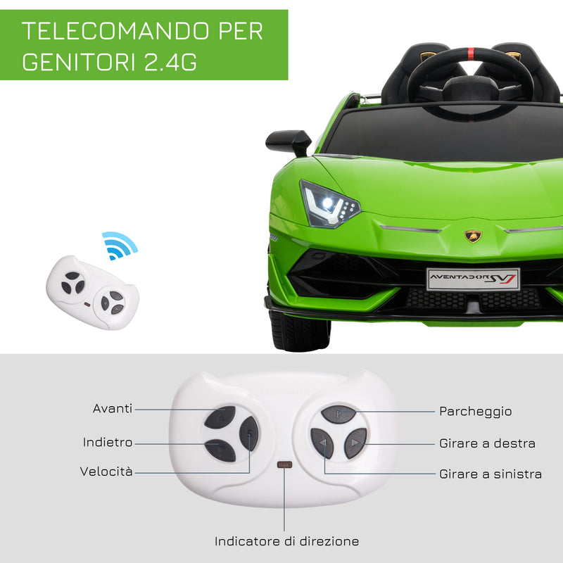 Macchina Elettrica per Bambini 12V con Licenza Lamborghini Aventador Verde-7