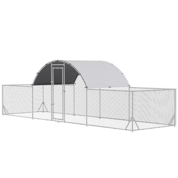 Cage Poulailler pour Poules d'Extérieur 660x190x195 cm en Acier Galvanisé Gris Argent prezzo
