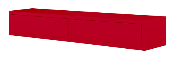 Mensola da Parete con 2 Cassetti 88,2x13,4x20 cm in Fibra di Legno Domino Rosso-1