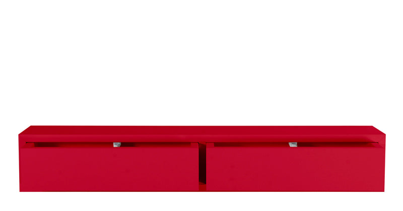 Mensola da Parete con 2 Cassetti 88,2x13,4x20 cm in Fibra di Legno Domino Rosso-5