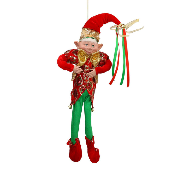 Marionnette elfe en tissu vert rouge cm 22x13xh66 sconto