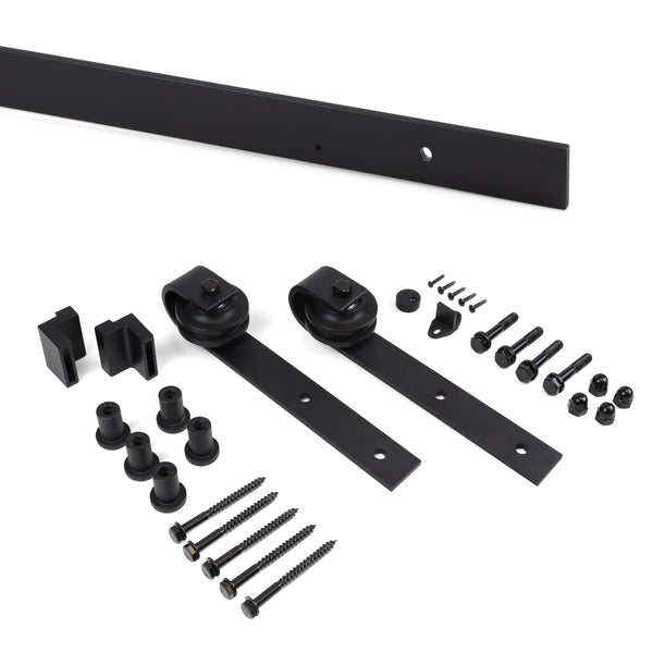 online Rail de porte coulissante en acier noir Emuca avec kit d'accessoires 200 cm