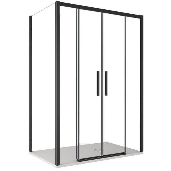 Cabine de douche d'angle 2 portes coulissantes en cristal transparent 6 mm H195 Bonussi Eliane Différentes tailles online