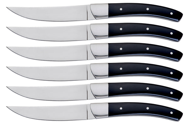 Set de 6 Couteaux à Steak Lame Lisse Manche Plastique Tyson Noir prezzo