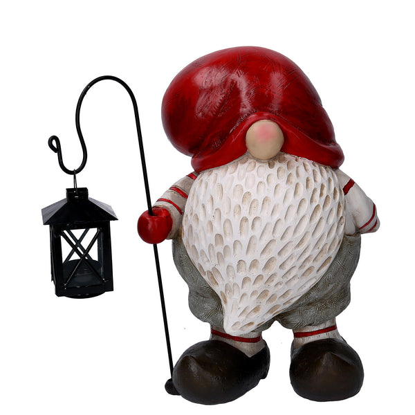 Marionnette nain en résine avec lanterne rouge 38x20xh40 cm acquista