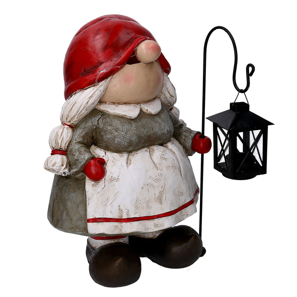 acquista Marionnette nain en résine avec lanterne rouge 27,5x22xh39 cm