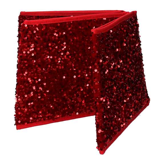 Copri base albero tessuto pieghevole rosso double face esagonale glitter cm Ø68xh25-2