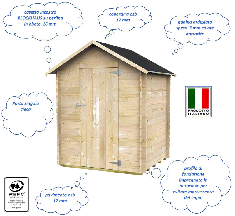 Casetta Box da Giardino per Attrezzi 146x130 cm con Porta Singola Cieca in Legno Naturale-4