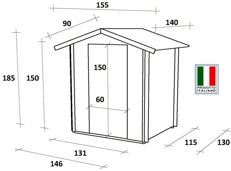 Casetta Box da Giardino per Attrezzi 146x130 cm con Porta Singola Cieca in Legno Naturale-5