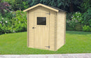 Casetta Box da Giardino per Attrezzi 146x132 cm con Porta Finestrata in Legno Naturale-2