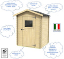 Casetta Box da Giardino per Attrezzi 146x132 cm con Porta Finestrata in Legno Naturale-4