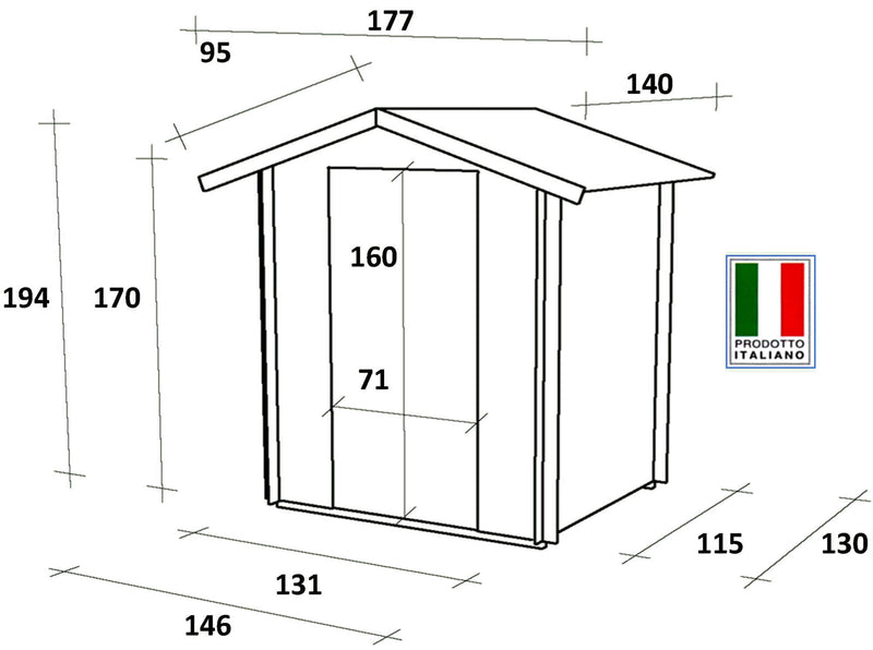 Casetta Box da Giardino per Attrezzi 146x132 cm con Porta Finestrata in Legno Naturale-5