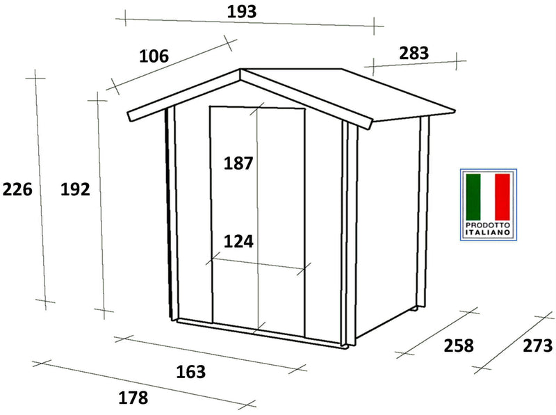 Casetta Box da Giardino per Attrezzi 178x273 cm con Porta Doppia Cieca in Legno Naturale-5