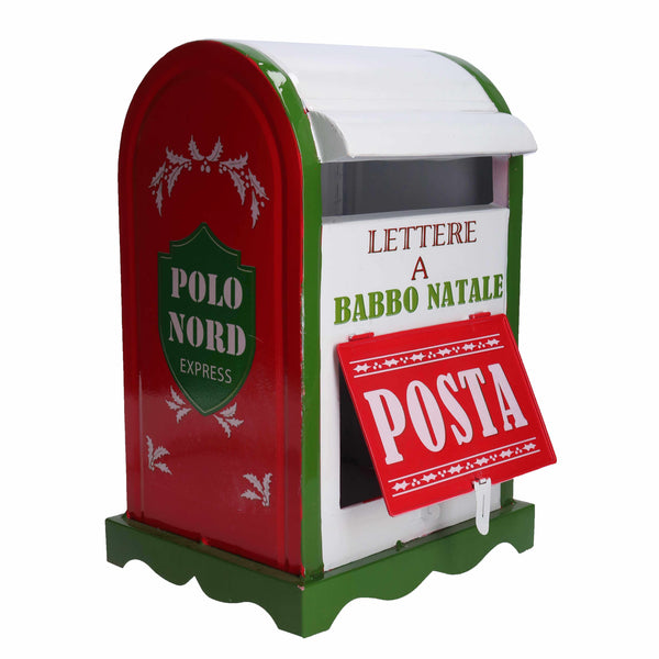 online Boîte aux lettres Noël Père Noël 20x22,5xh33 cm en métal blanc vert