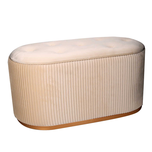 online Pouf de rangement 82x42xh41 cm en tissu velours crème