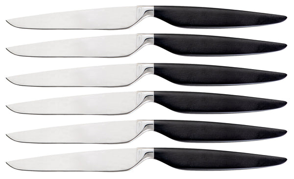 acquista Set de 6 Couteaux de Table Lame Lisse en PVD Magnolia Noir et Acier Inoxydable