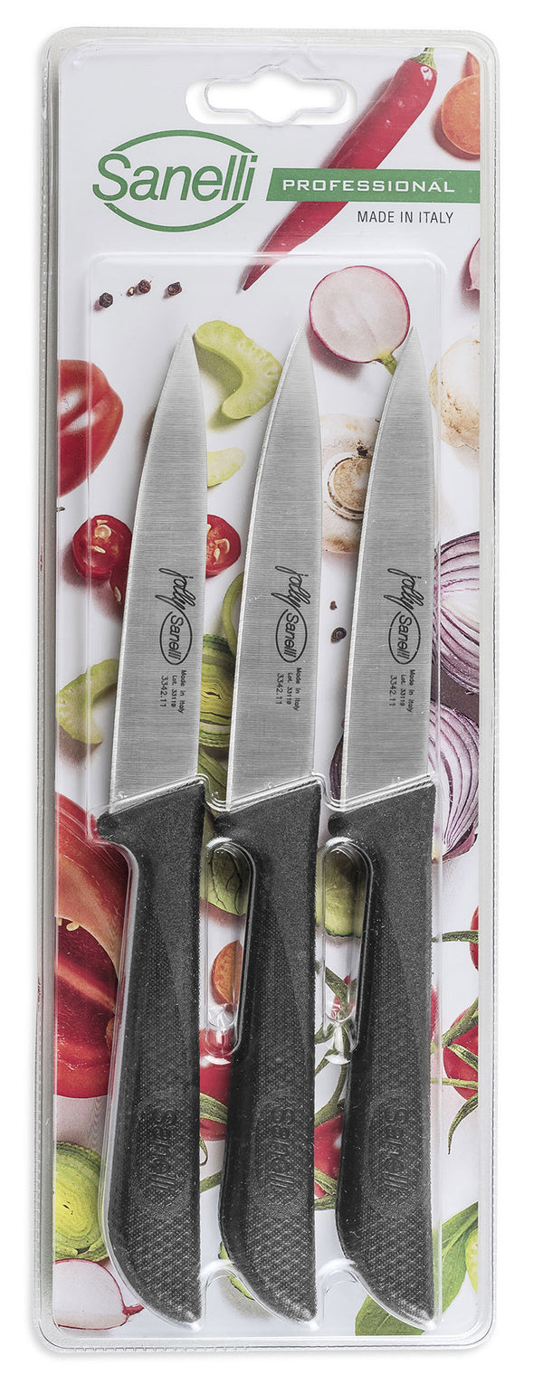 Set de 3 Couteaux d'Office pour Légumes et Fruits Lame 11 cm Sanelli Jolly Nero online